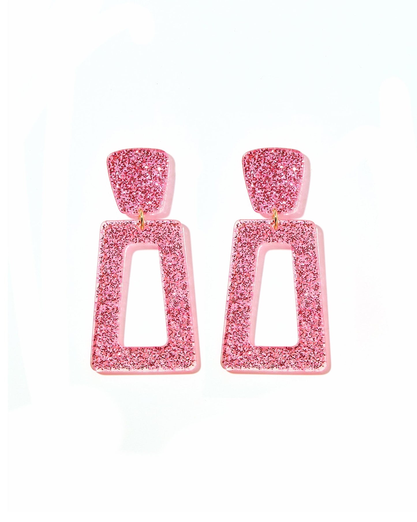 Kennedy Statement Earrings - Pink Glitter - Shop LINNY CO