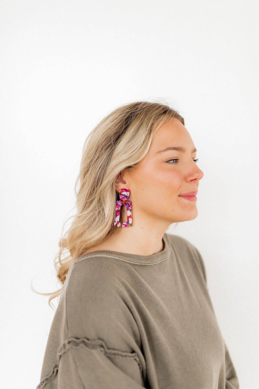 Kennedy Statement Earrings - Pink Multi - Shop LINNY CO