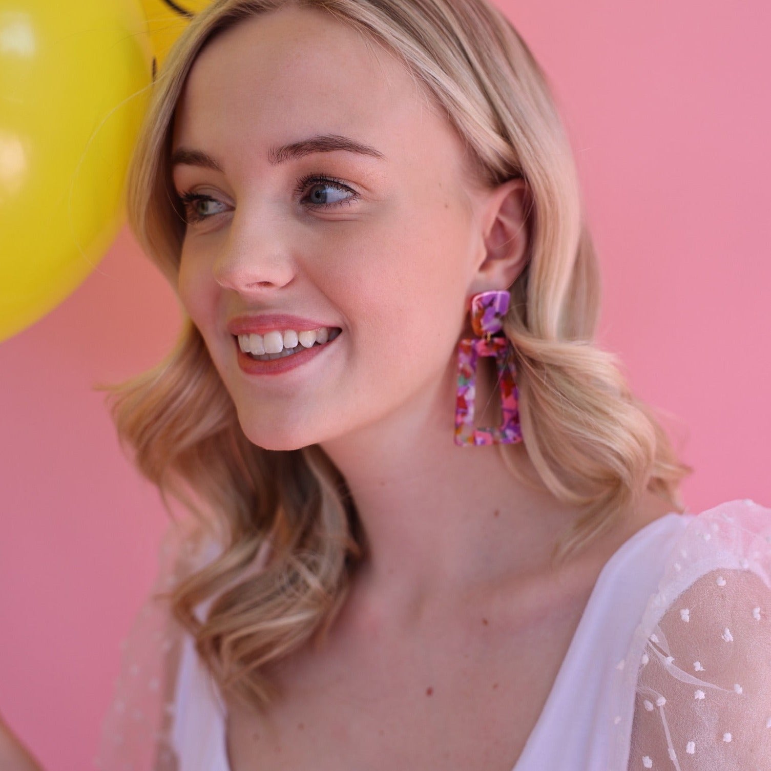 Kennedy Statement Earrings - Pink Multi - Shop LINNY CO