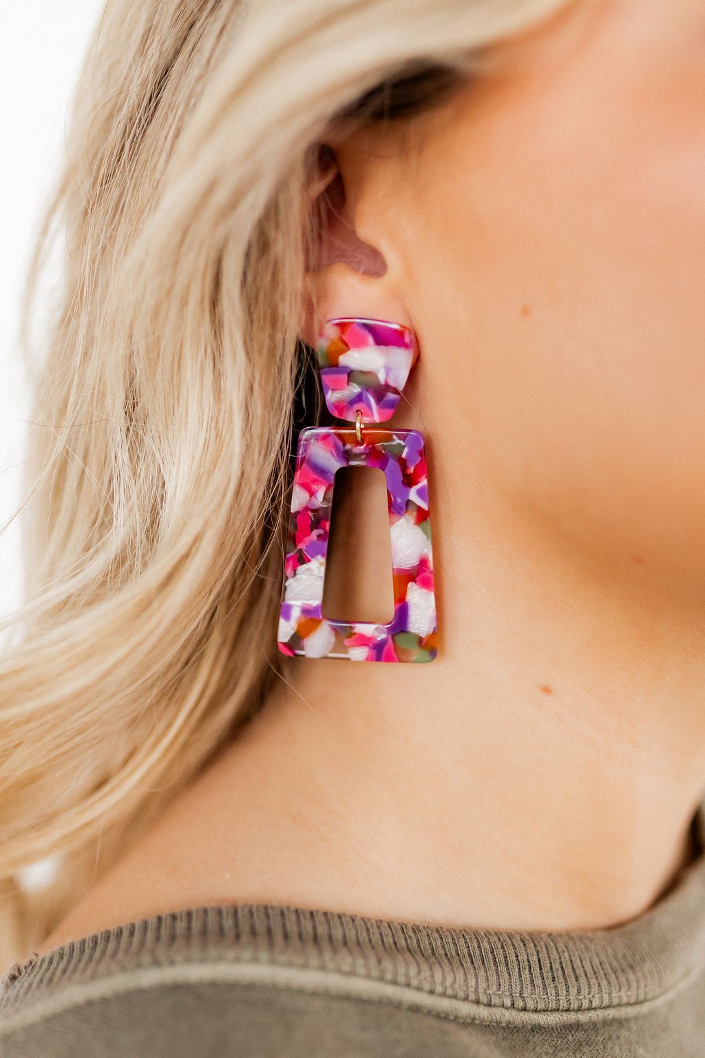 Kennedy Statement Earrings - Pink Multi - Shop LINNY CO