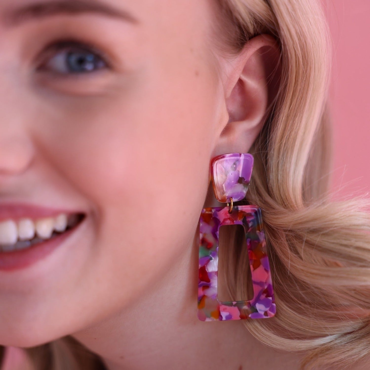 Kennedy Statement Earrings - Pink Multi - Shop LINNY CO