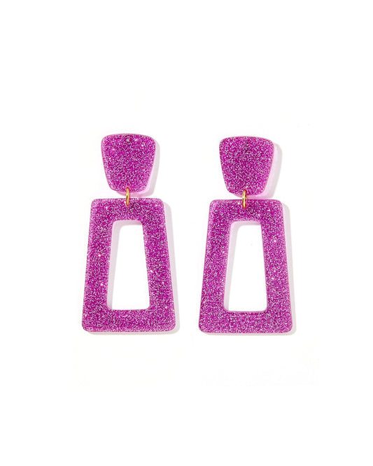Kennedy Statement Earrings - Purple Glitter - Shop LINNY CO