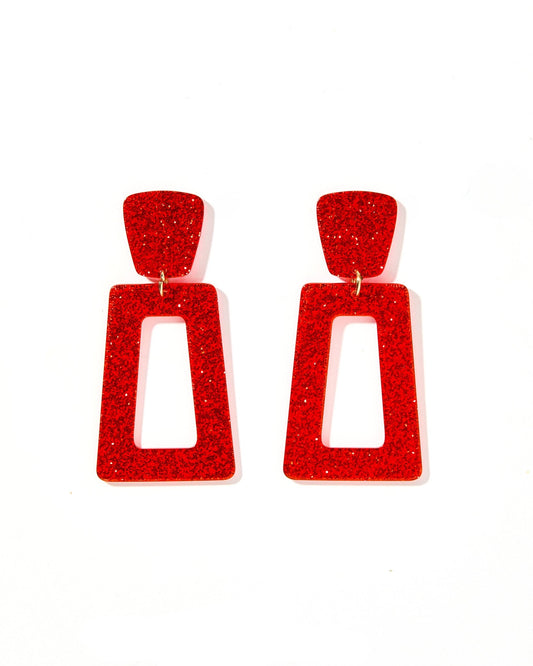 Kennedy Statement Earrings - Red Glitter - Shop LINNY CO