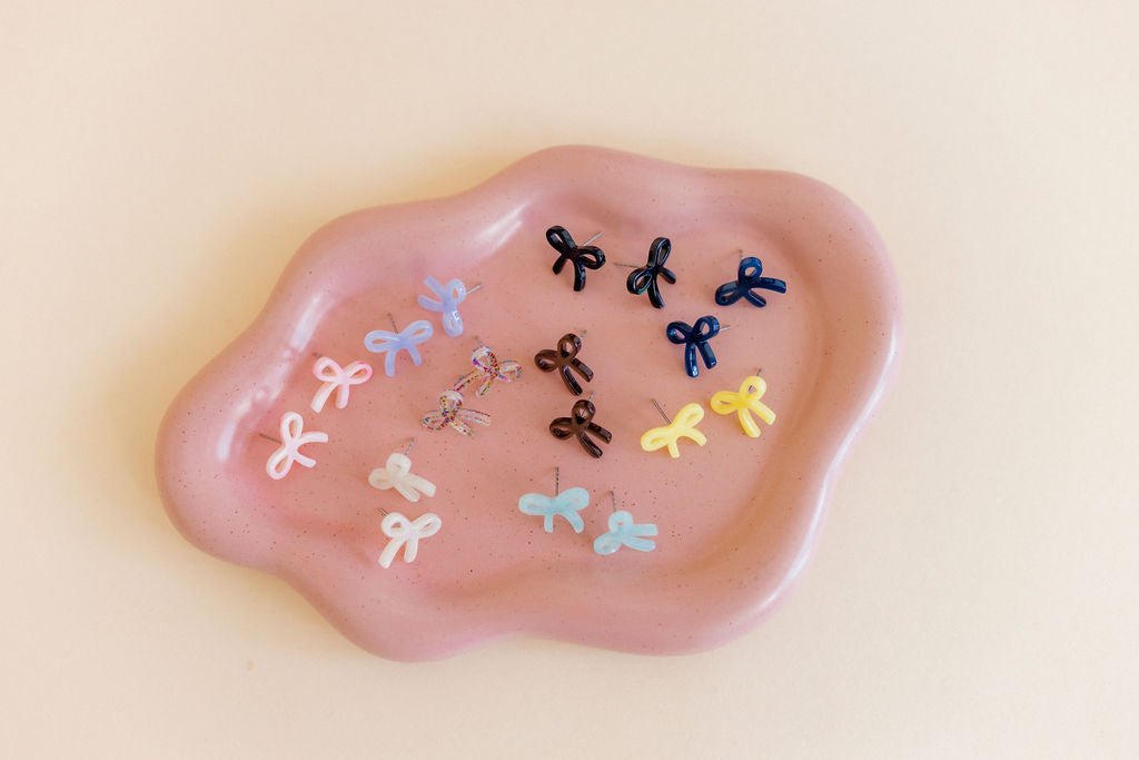 Kylie Bow Earrings - Dahlia Blue - Shop LINNY CO