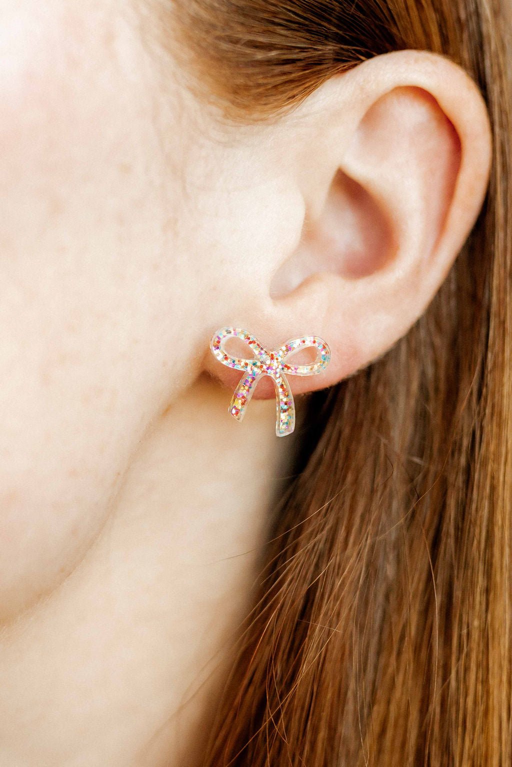 Kylie Bow Earrings - Multi Glitter - Shop LINNY CO
