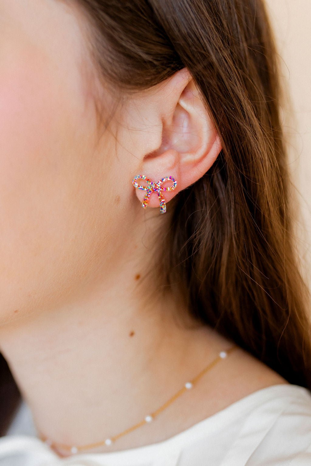 Kylie Bow Earrings - Multi Glitter - Shop LINNY CO