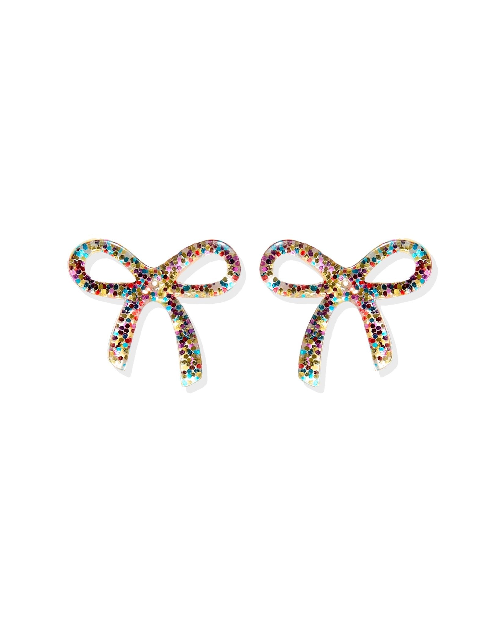 Kylie Bow Earrings - Multi Glitter - Shop LINNY CO