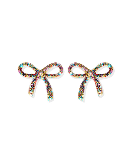 Kylie Bow Earrings - Multi Glitter - Shop LINNY CO