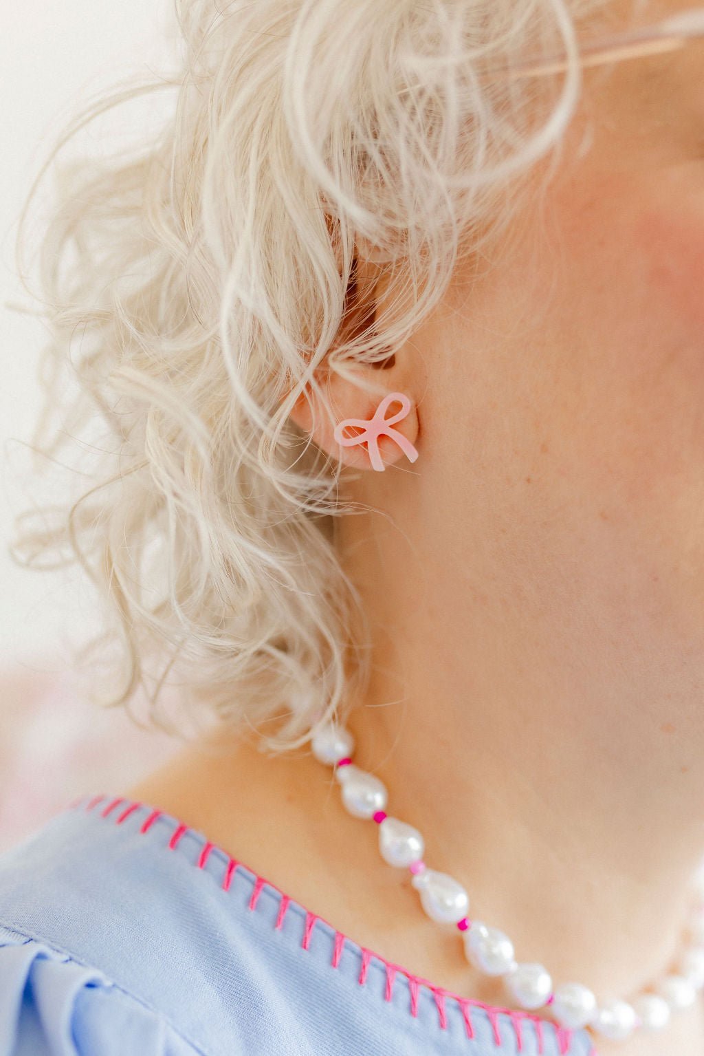 Kylie Bow Earrings - Pink Tie Dye - Shop LINNY CO