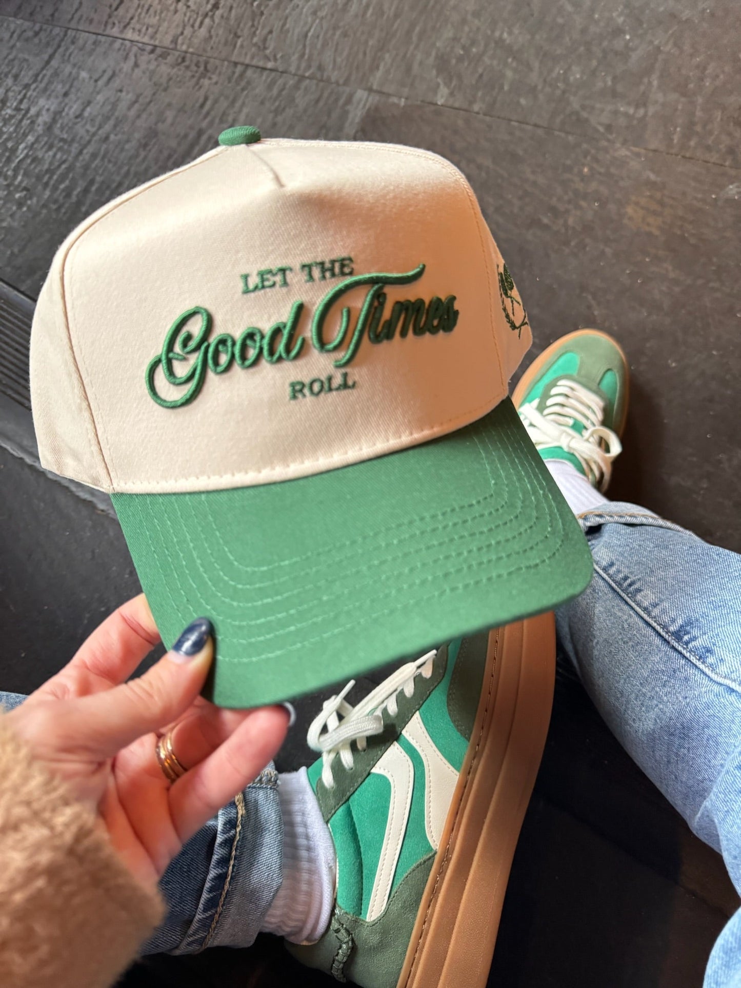 Let the Good Times Roll - Green Vintage Trucker Hat - Shop LINNY CO