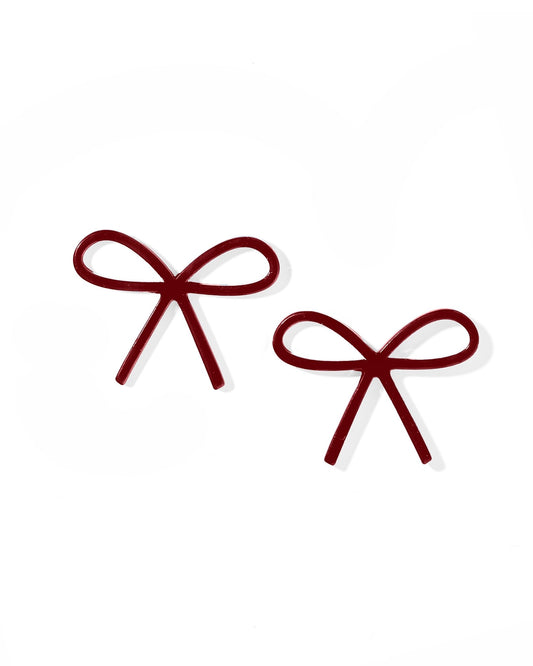 Lola Bow Earrings - Maroon - Shop LINNY CO