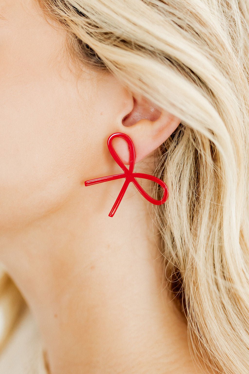 Lola Bow Earrings - True Red - Shop LINNY CO