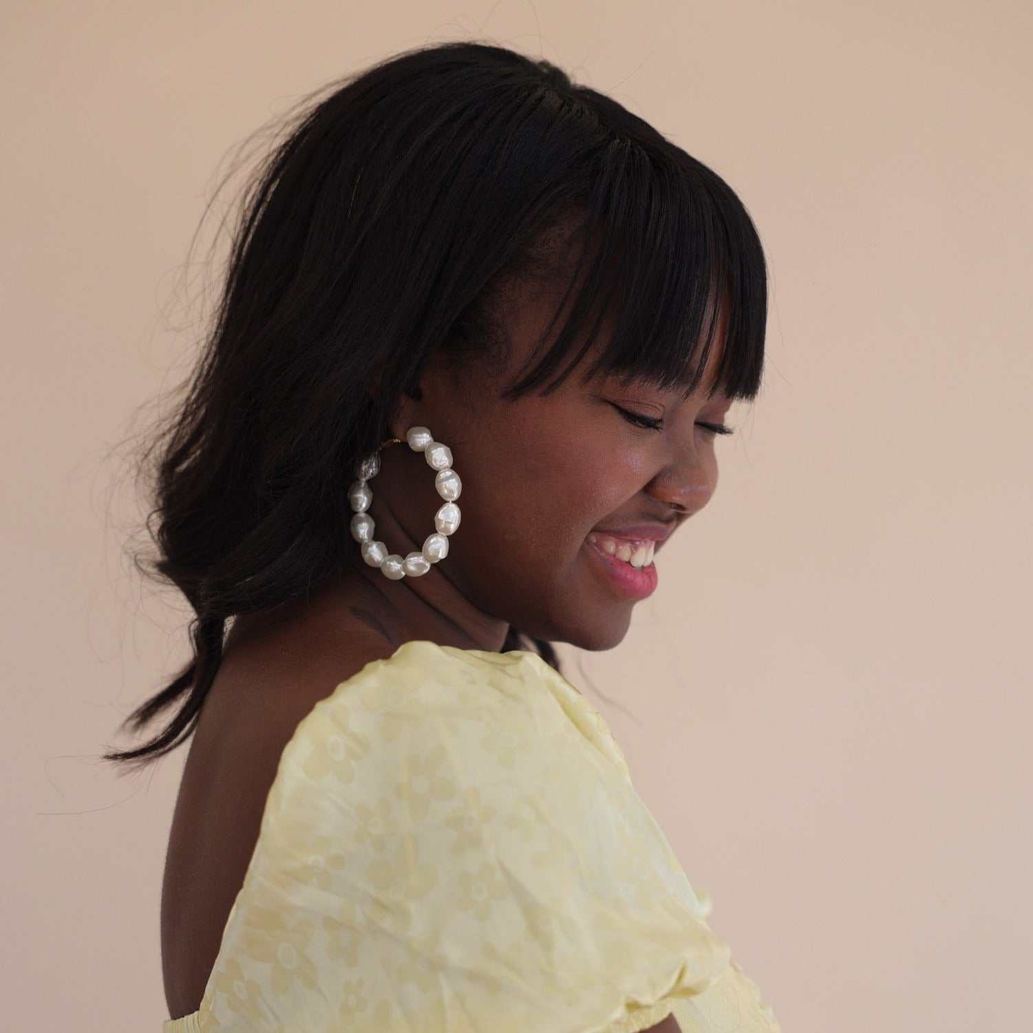Macy Pearl Hoop Earrings - Shop LINNY CO