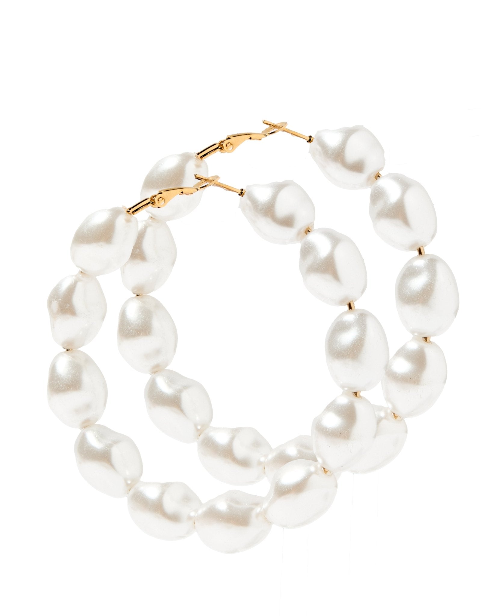 Devon Leigh Pearl in Gold Foil Hoop Earrings | Neiman Marcus Devon Leigh Pearl in Gold Foil Hoop Earrings | Neiman Marcus