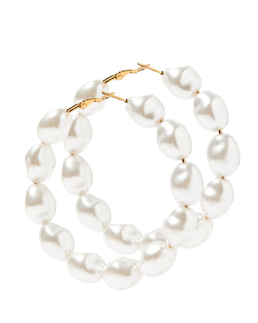 Macy Pearl Hoop Earrings - Shop LINNY CO