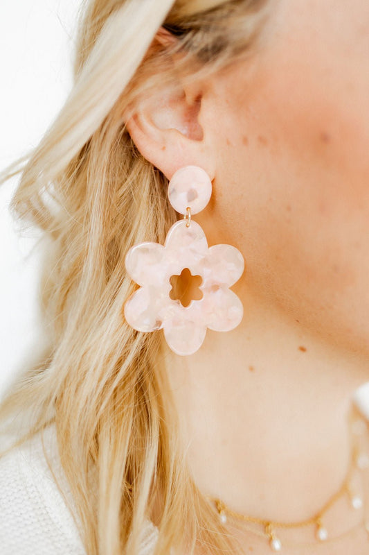 Maisy Statement Flower Earrings - Peach - Shop LINNY CO