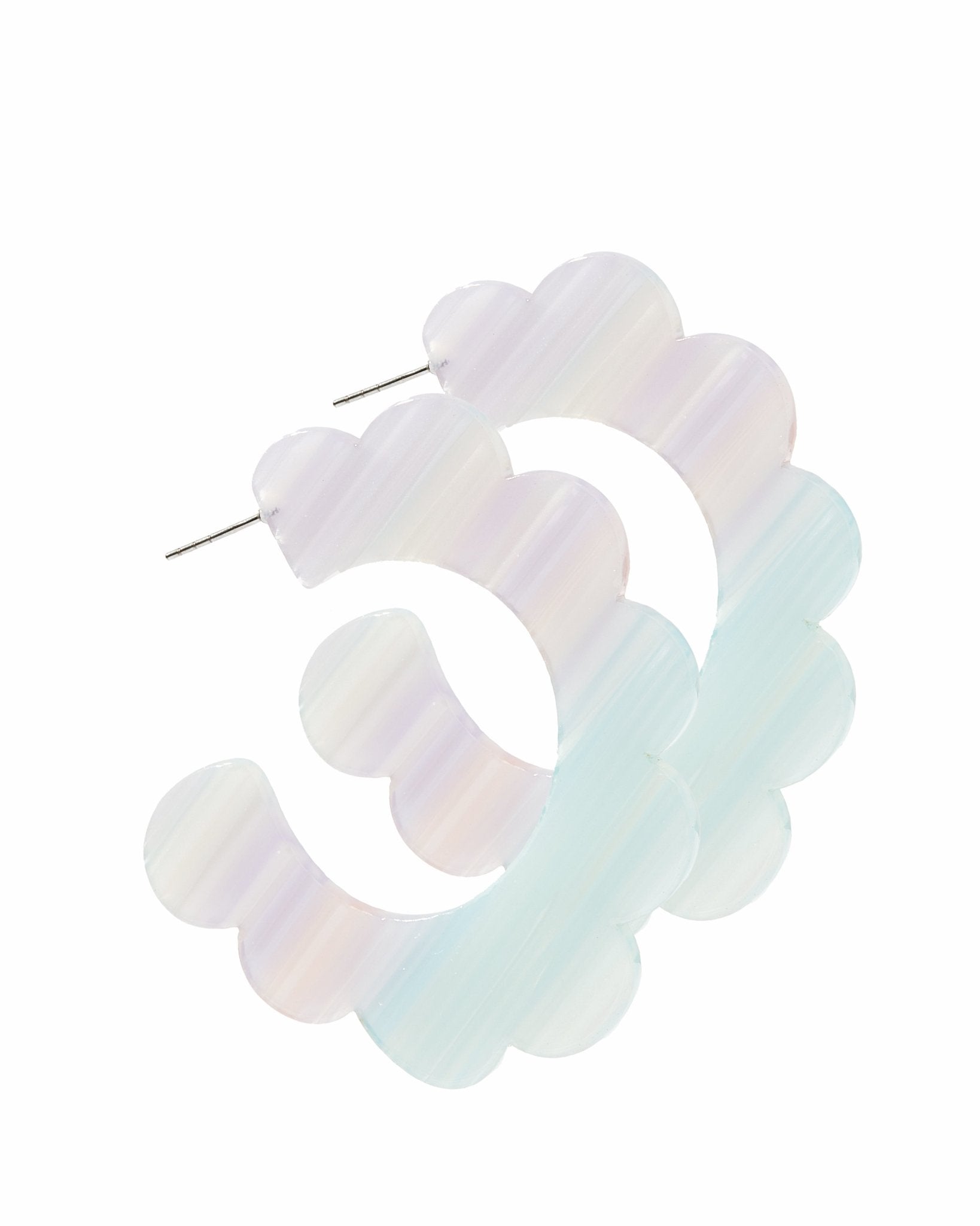 Margo Scallop Hoop Earrings - Purple Stripes - Shop LINNY CO