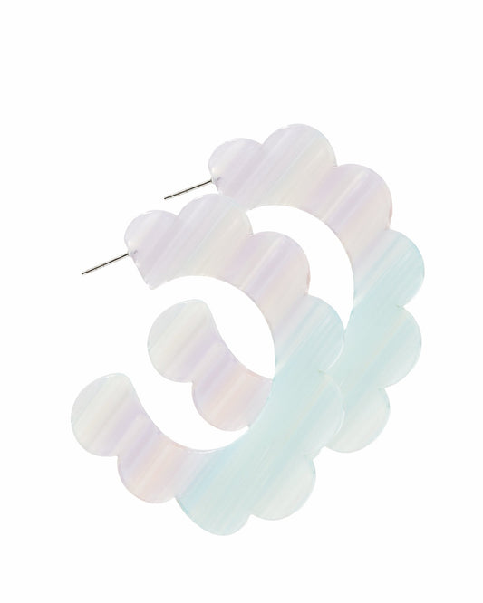 Margo Scallop Hoop Earrings - Purple Stripes - Shop LINNY CO