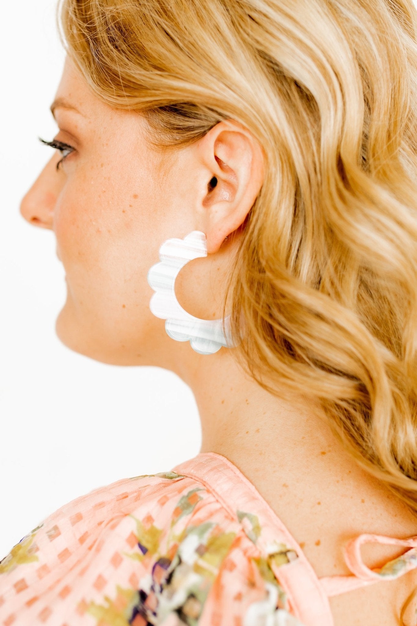 Margo Scallop Hoop Earrings - Purple Stripes - Shop LINNY CO