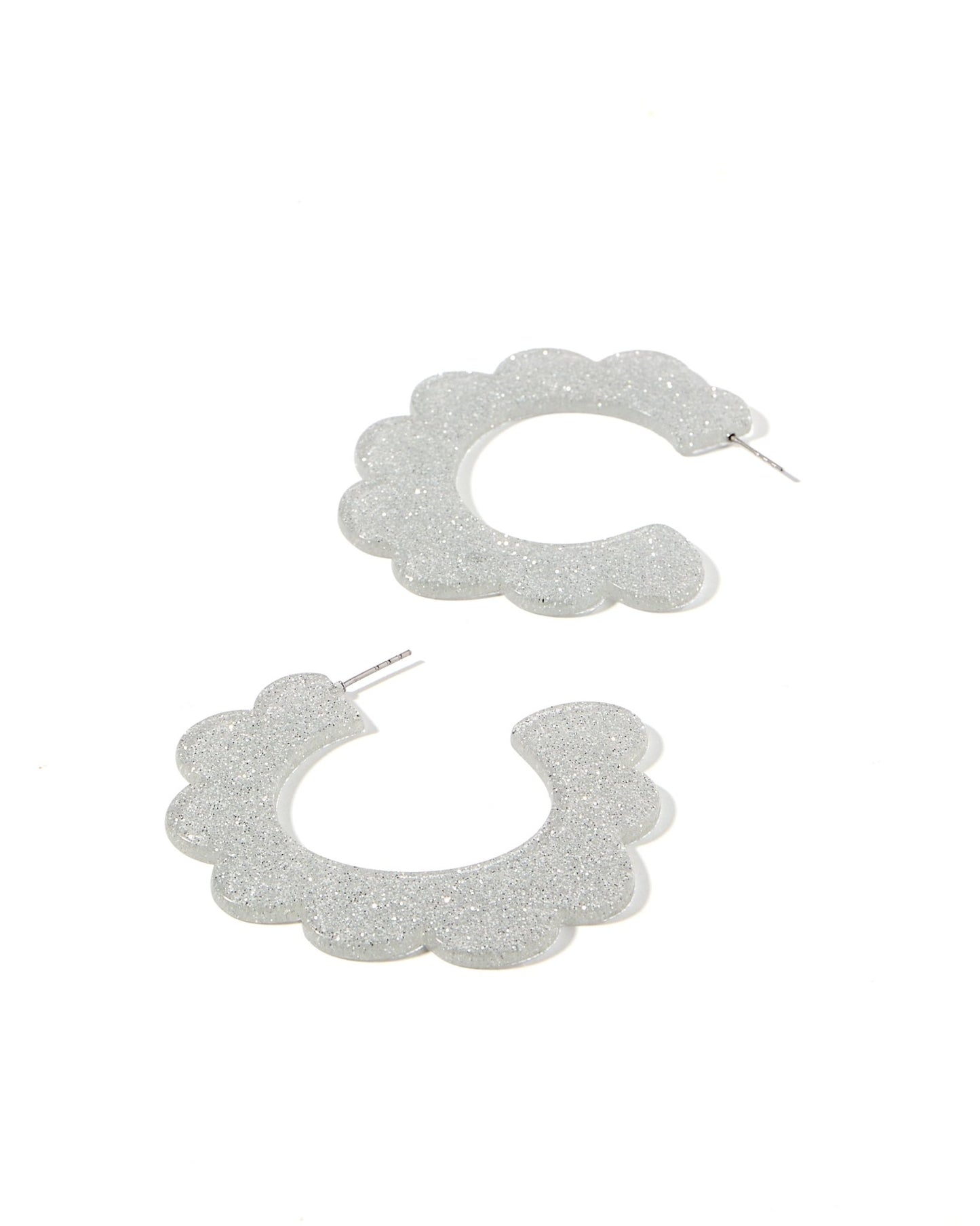 Margo Scallop Hoop Earrings - Silver Glitter - Shop LINNY CO