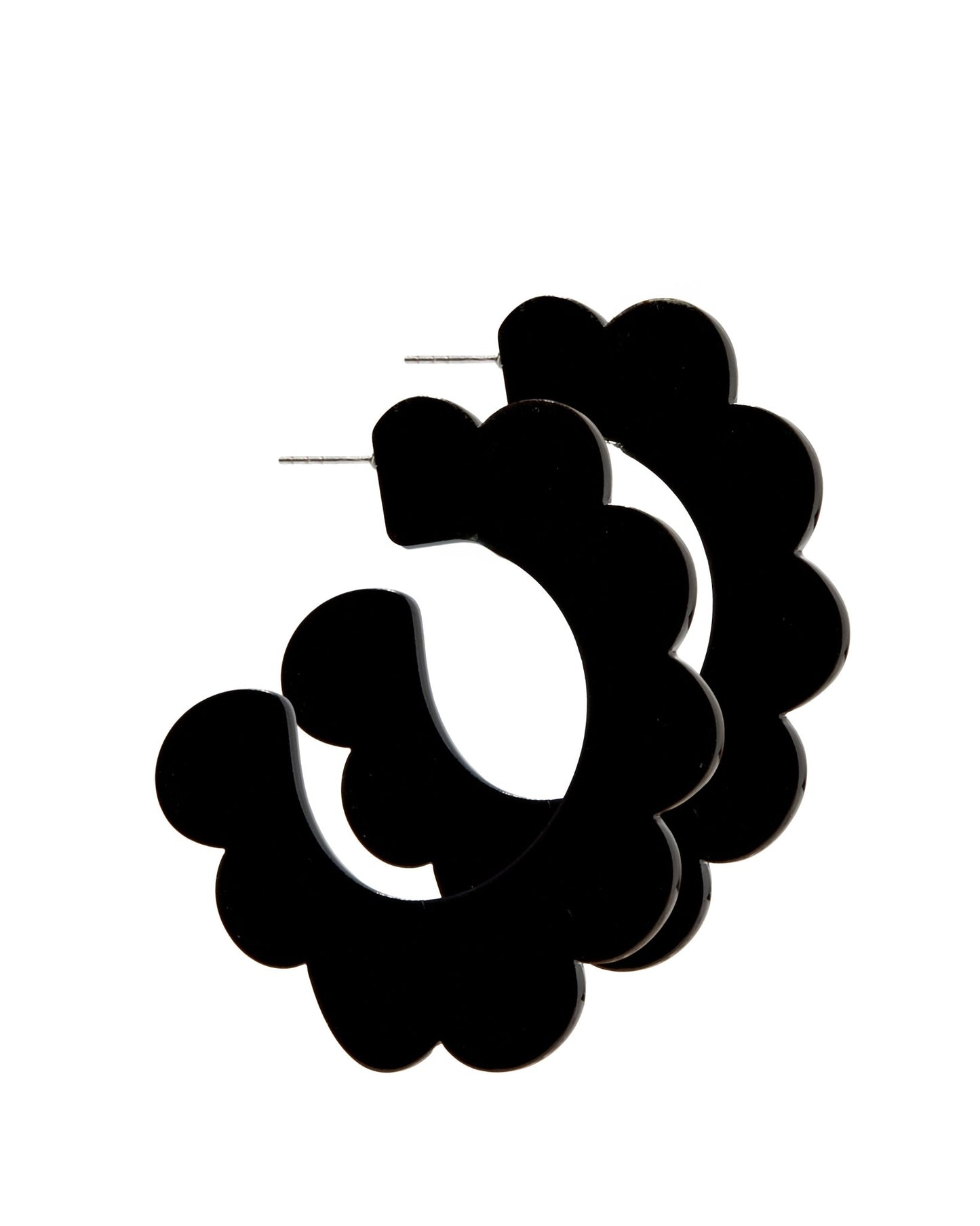 Margo Scallop Hoop Earrings - True Black - Shop LINNY CO