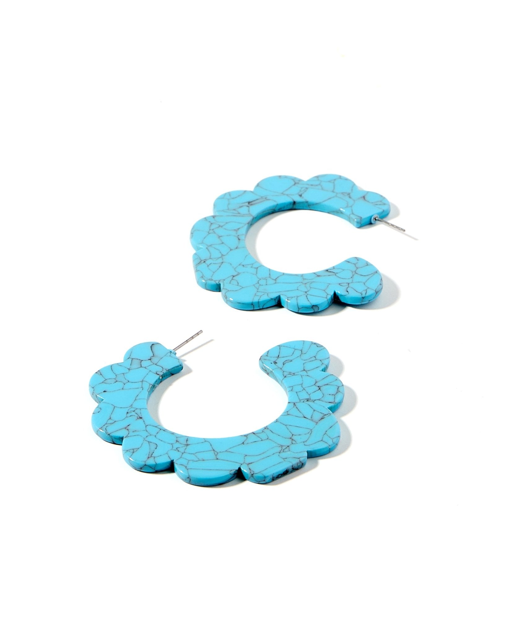 Margo Scallop Hoop Earrings - Turquoise - Shop LINNY CO