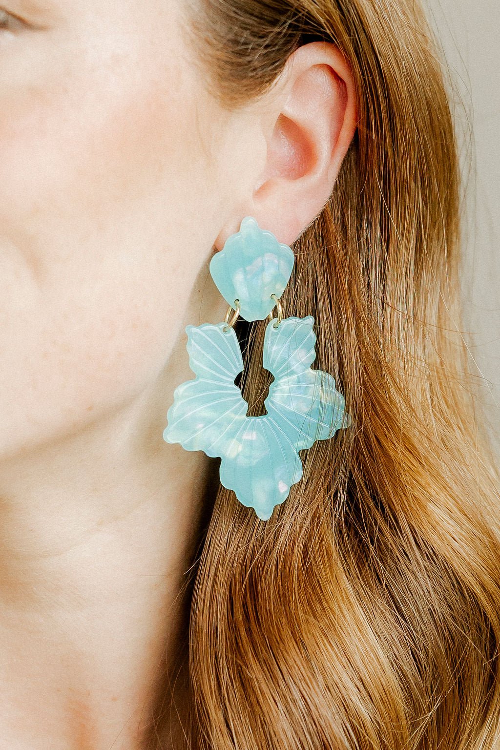 Michelle Statement Earrings - Blue Aqua - Shop LINNY CO