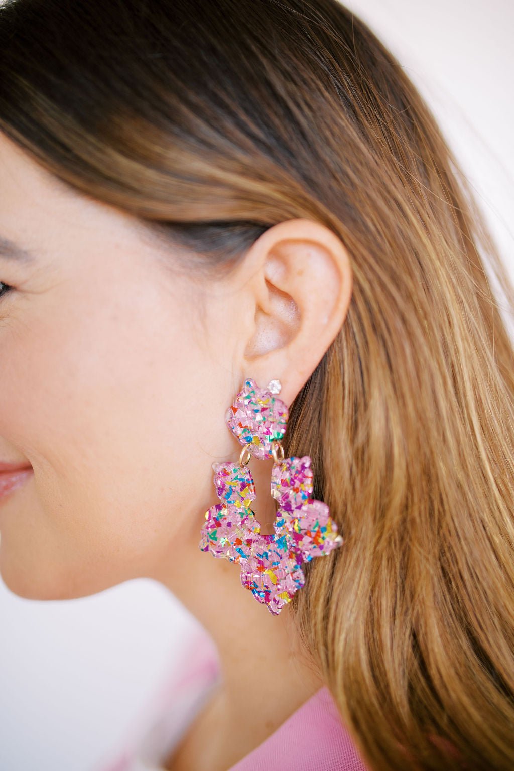 Michelle Statement Earrings - Pink Birthday Confetti - Shop LINNY CO