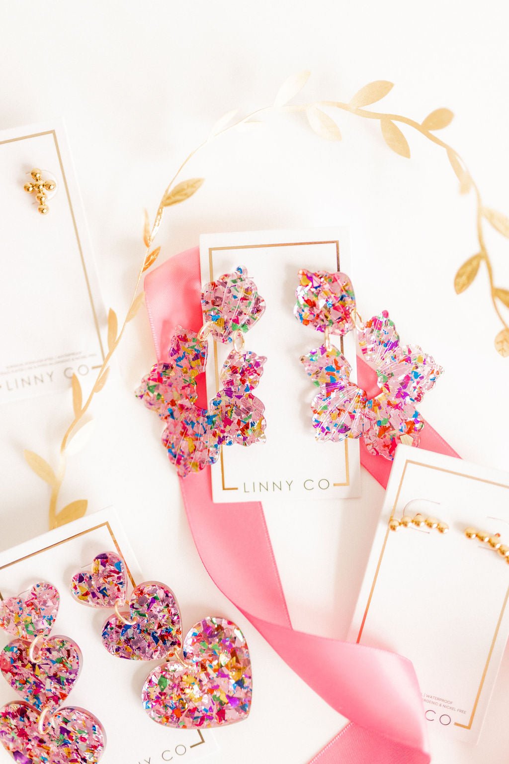 Michelle Statement Earrings - Pink Birthday Confetti - Shop LINNY CO