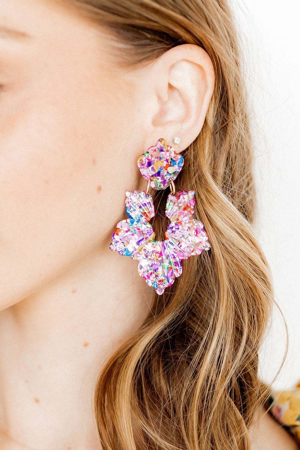 Michelle Statement Earrings - Pink Birthday Confetti - Shop LINNY CO