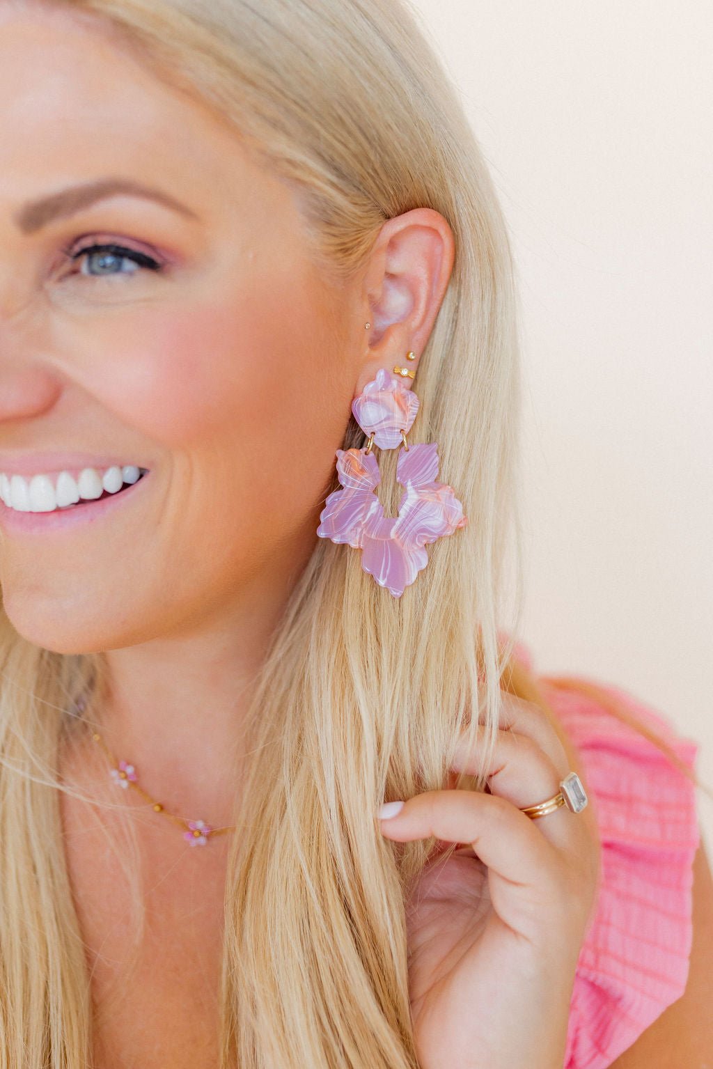 Michelle Statement Earrings - Rosy Glow - Shop LINNY CO
