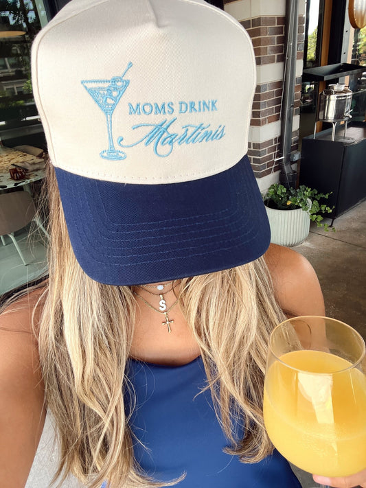 Mom's Drink Martinis - Navy Vintage Trucker Hat - Shop LINNY CO