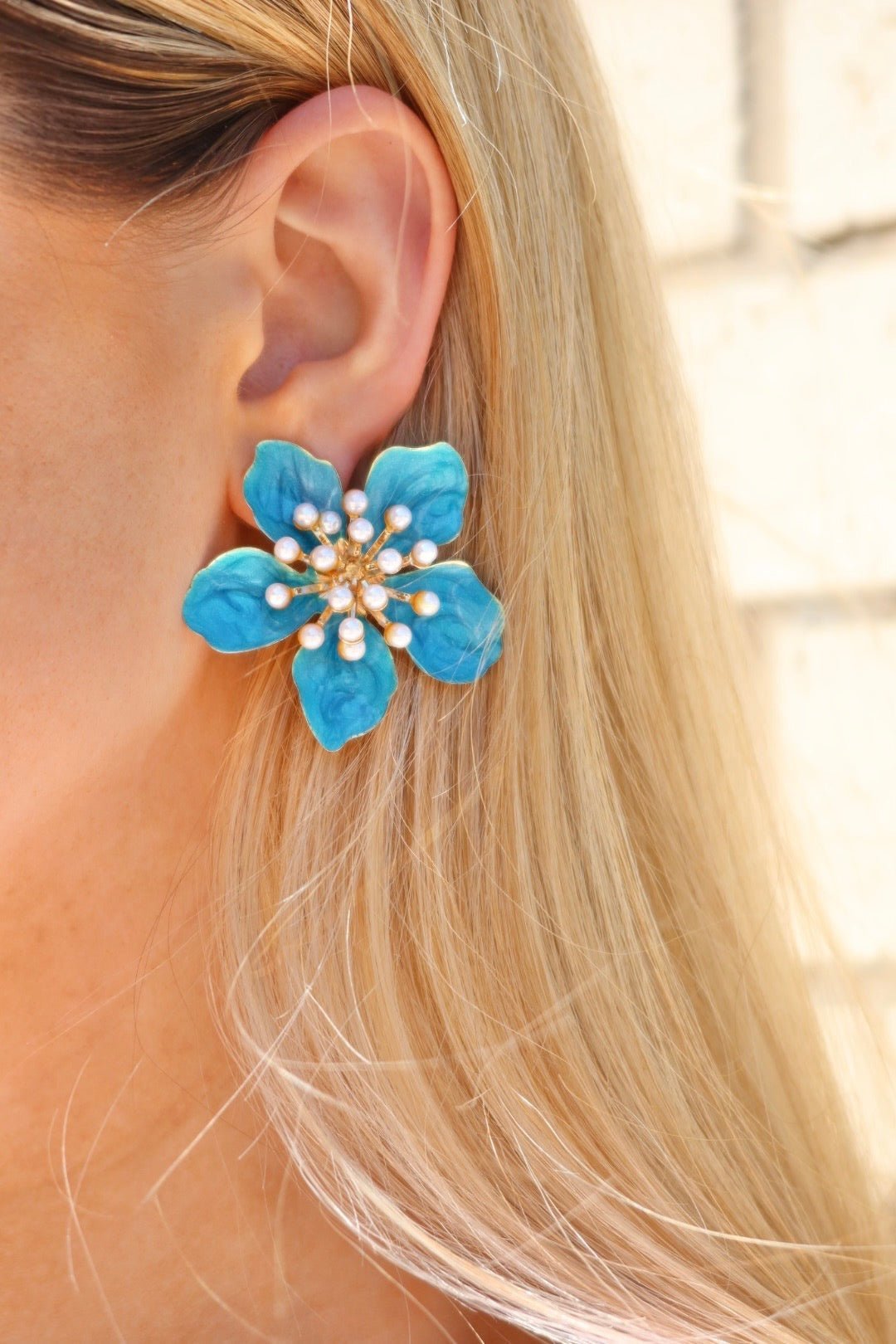 Monroe Statement Earrings - Blue - Shop LINNY CO