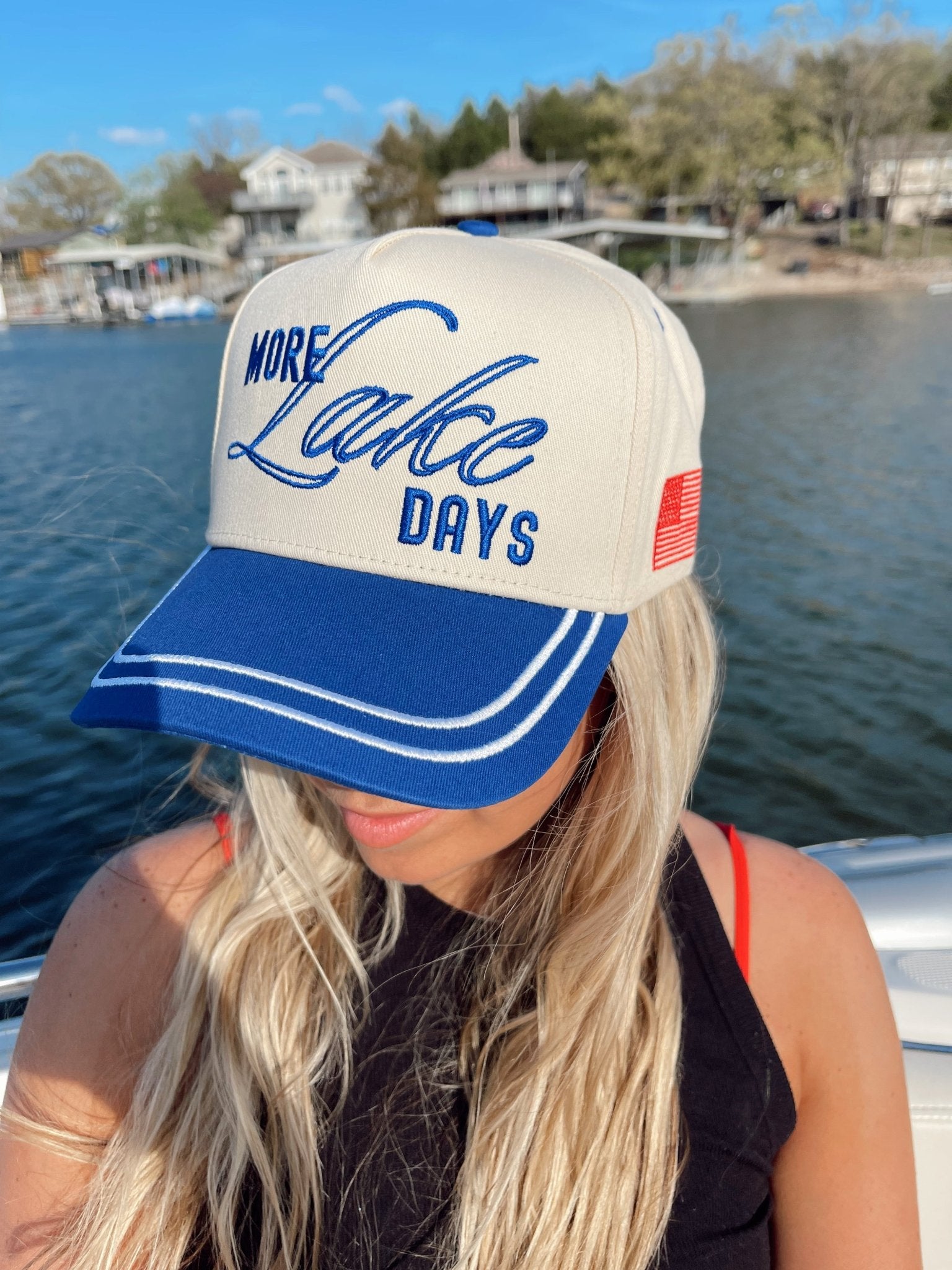 More Lake Days - Royal Blue Vintage Trucker Hat - Shop LINNY CO