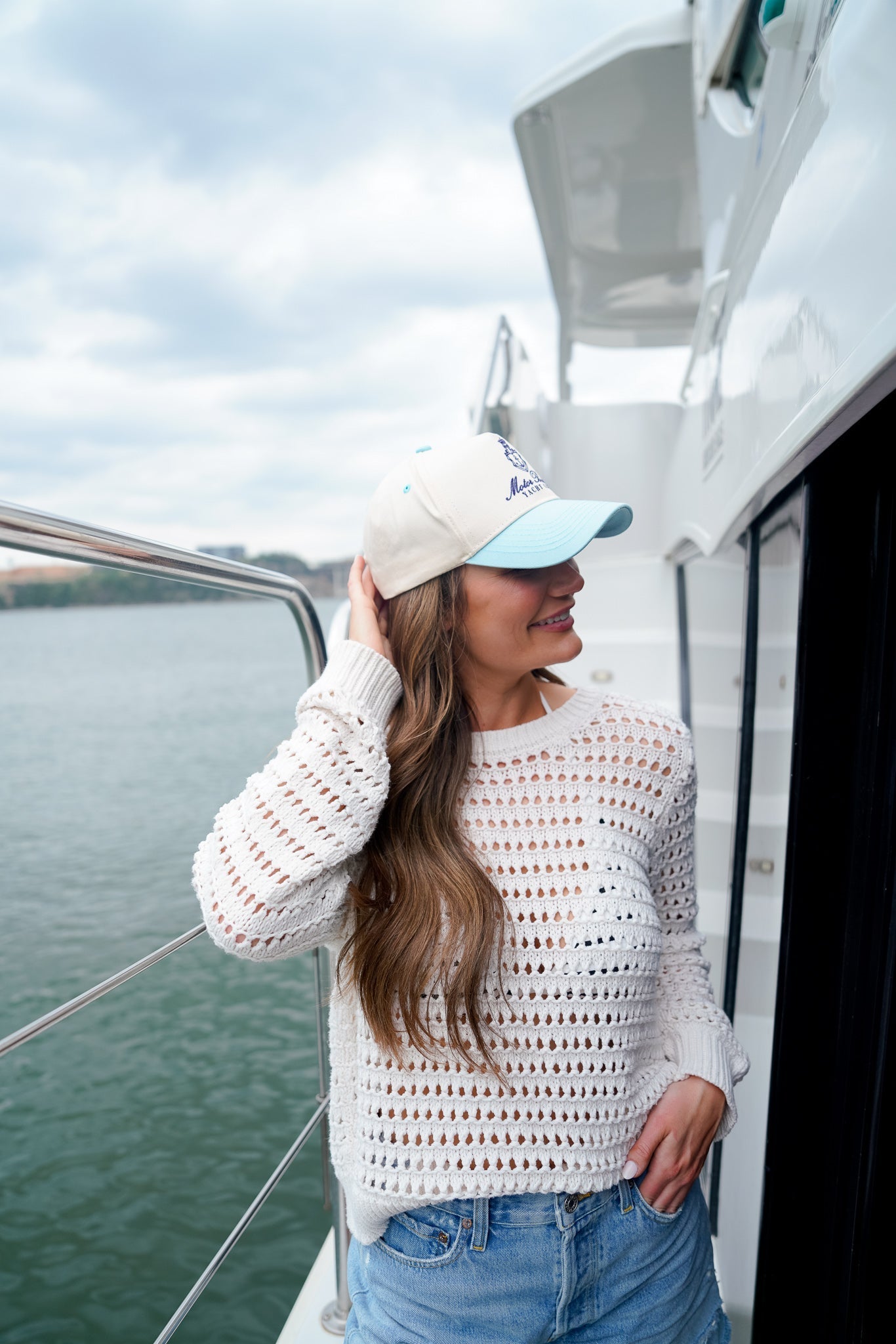 Motor Boatin' Yacht Club - Baby Blue Vintage Trucker Hat - Shop LINNY CO