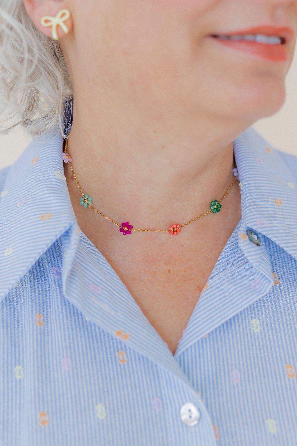 Necklace - Gracie Flower Multi Color - Shop LINNY CO