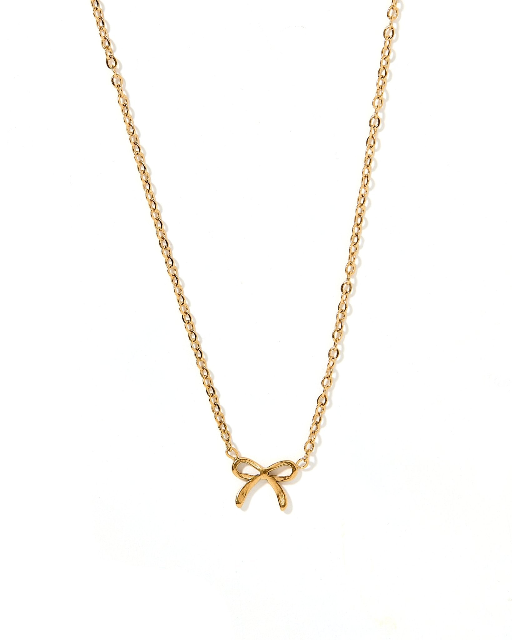 Necklace - Sadie Bow Gold - Shop LINNY CO
