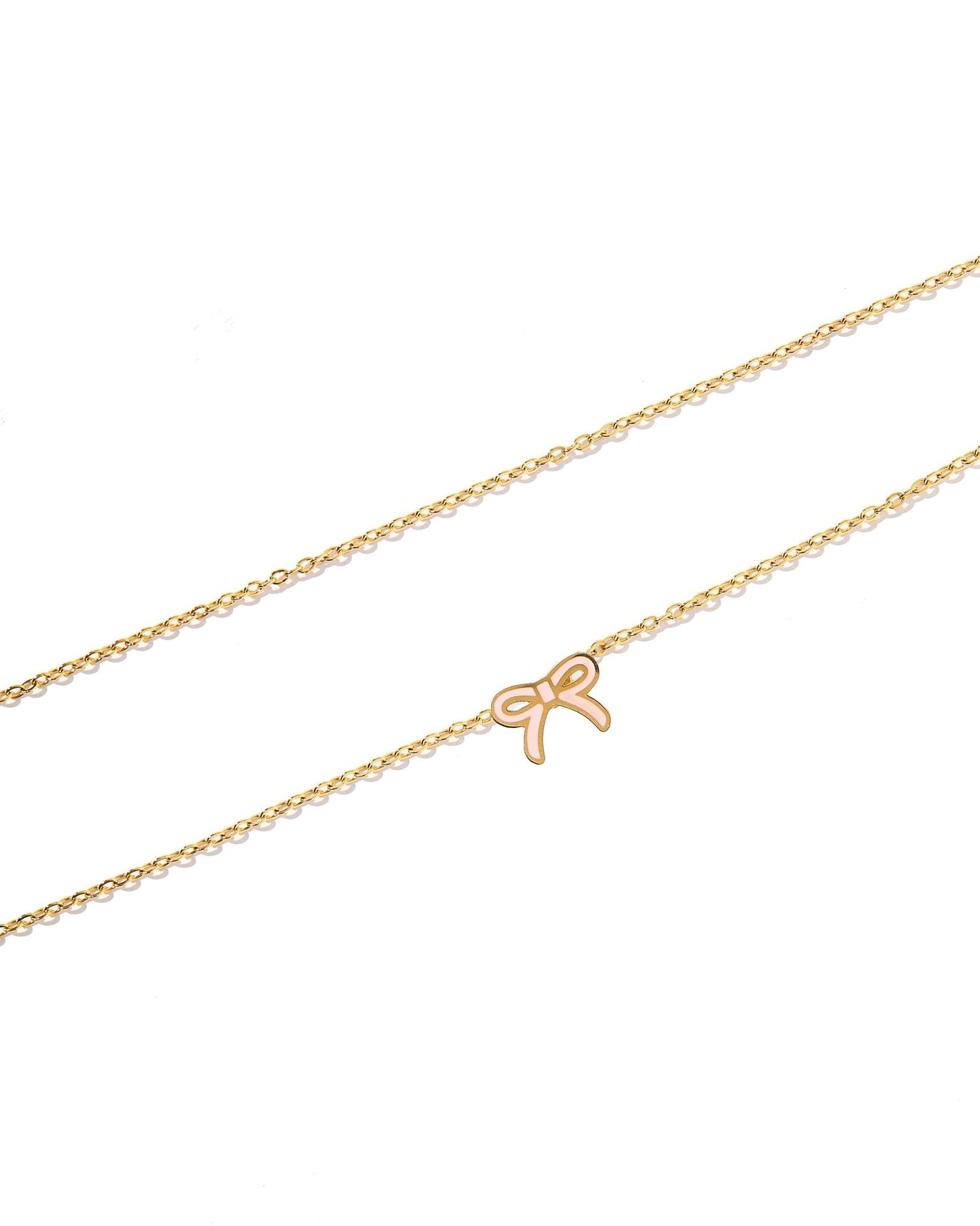 Necklace - Sadie Bow Light Pink - Shop LINNY CO