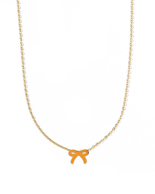 Necklace - Sadie Bow Orange - Shop LINNY CO