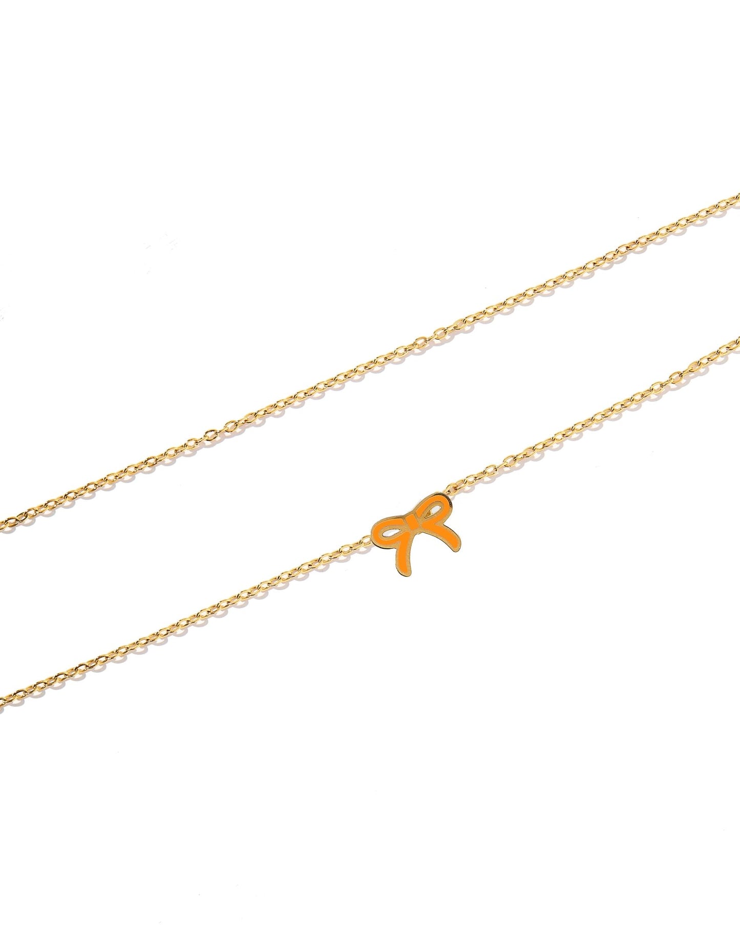 Necklace - Sadie Bow Orange - Shop LINNY CO