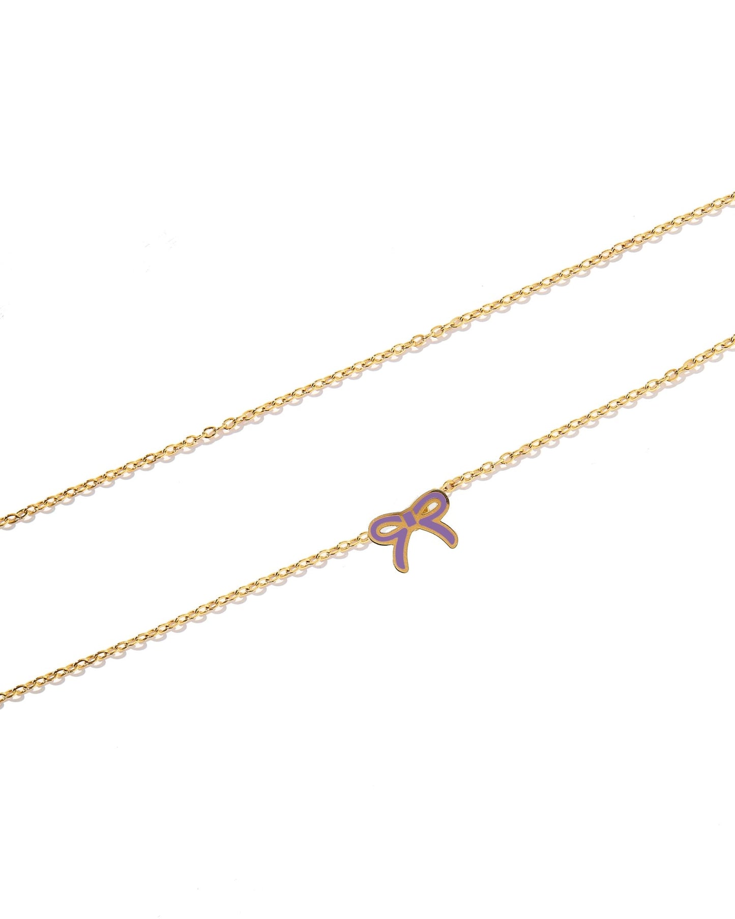 Necklace - Sadie Bow Purple - Shop LINNY CO