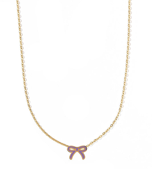 Necklace - Sadie Bow Purple - Shop LINNY CO