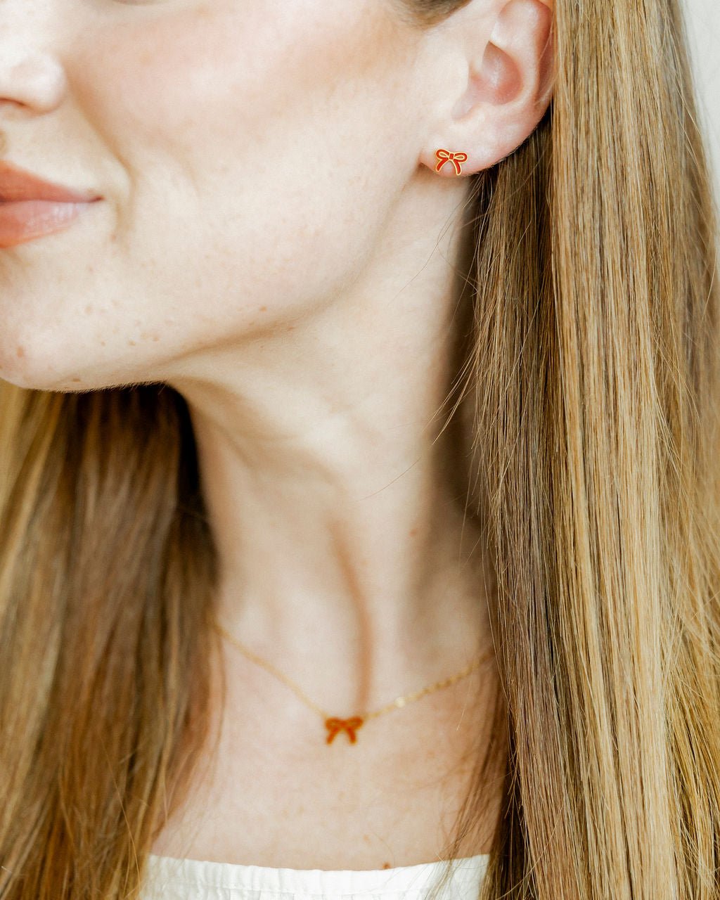 Necklace - Sadie Bow Red - Shop LINNY CO