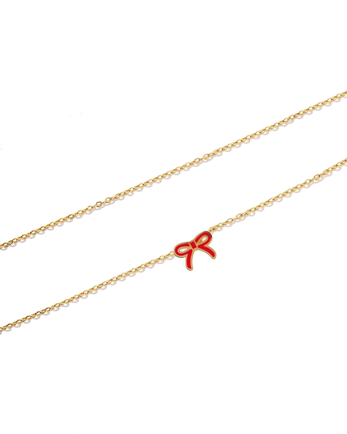 Necklace - Sadie Bow Red - Shop LINNY CO