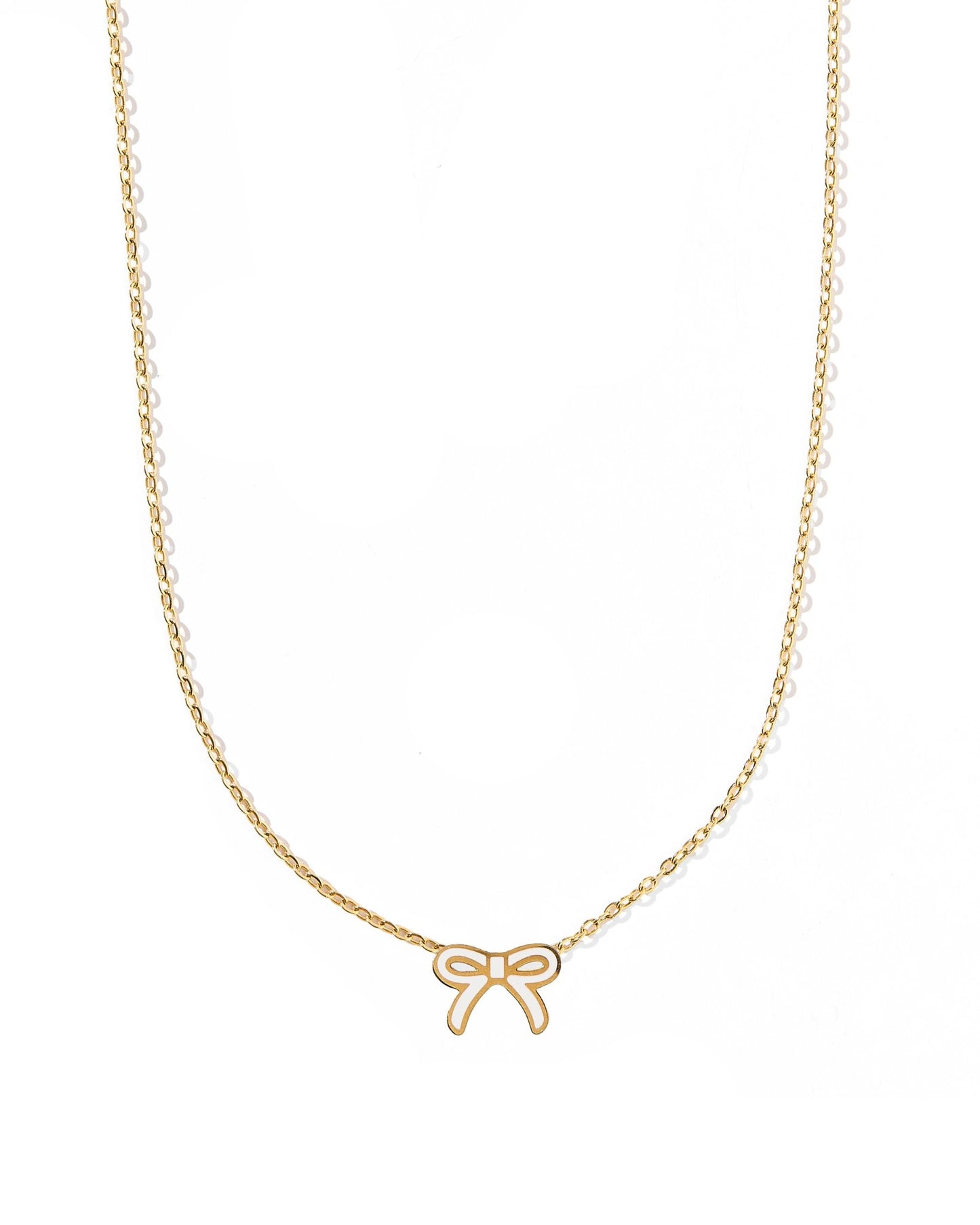 Necklace - Sadie Bow White - Shop LINNY CO