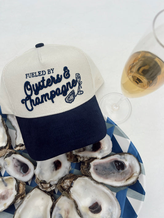 Oysters & Champagne - Navy Corduroy Trucker Hat - Shop LINNY CO