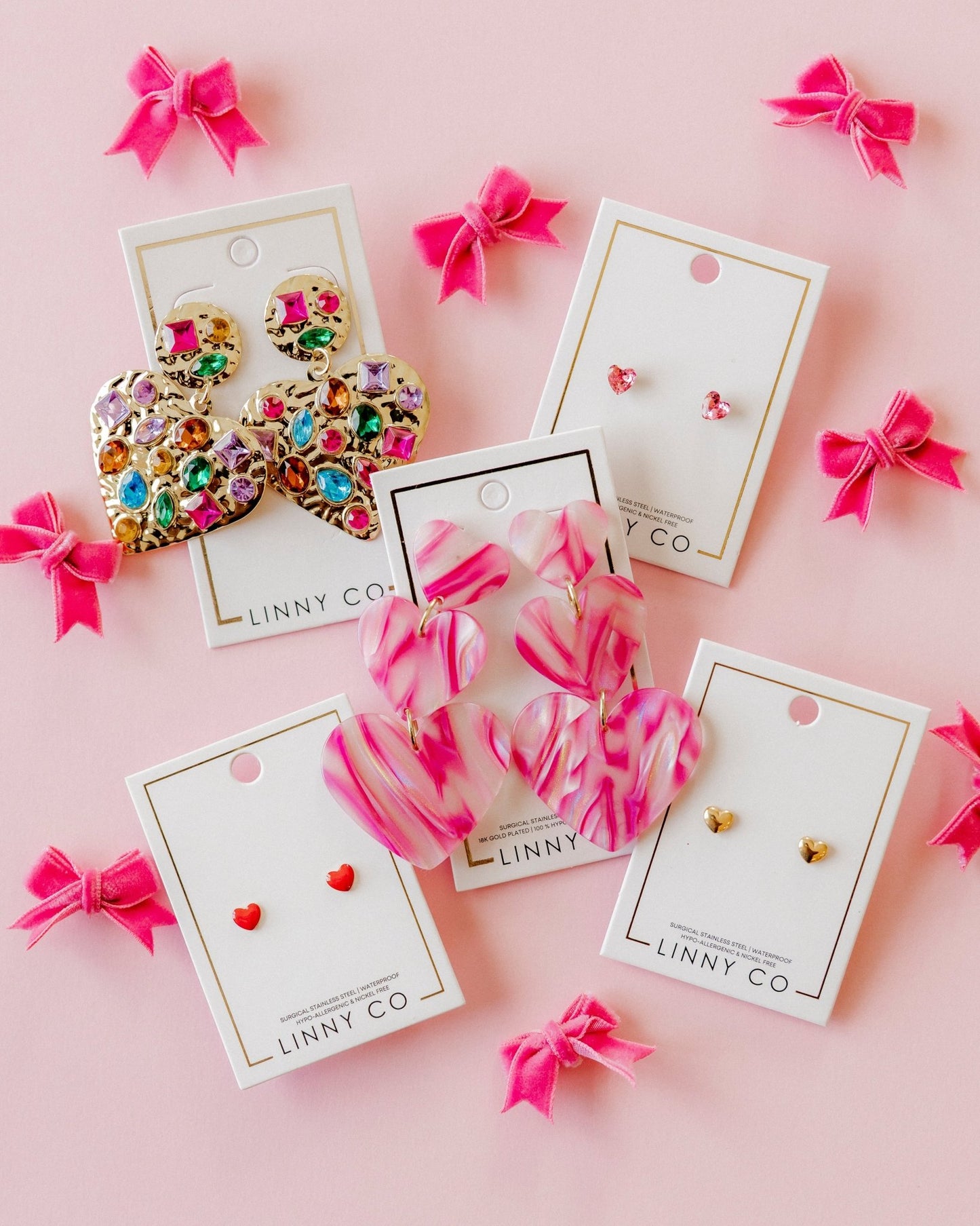 Penny Heart Statement Earrings - Love Struck Pink - Shop LINNY CO