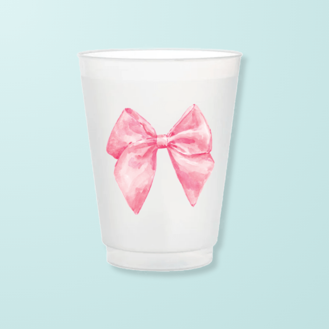 Pink Bow Frosted Cups - Shop LINNY CO