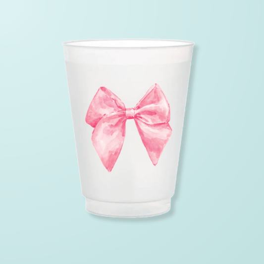 Pink Bow Frosted Cups - Shop LINNY CO