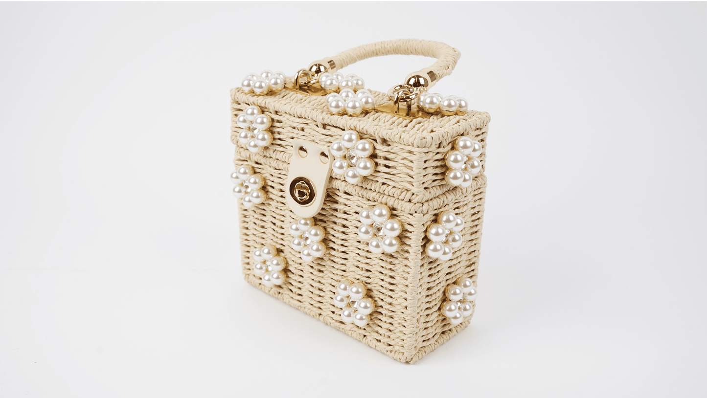 Pretty in Pearls Woven Flower Bag - Shop LINNY CO